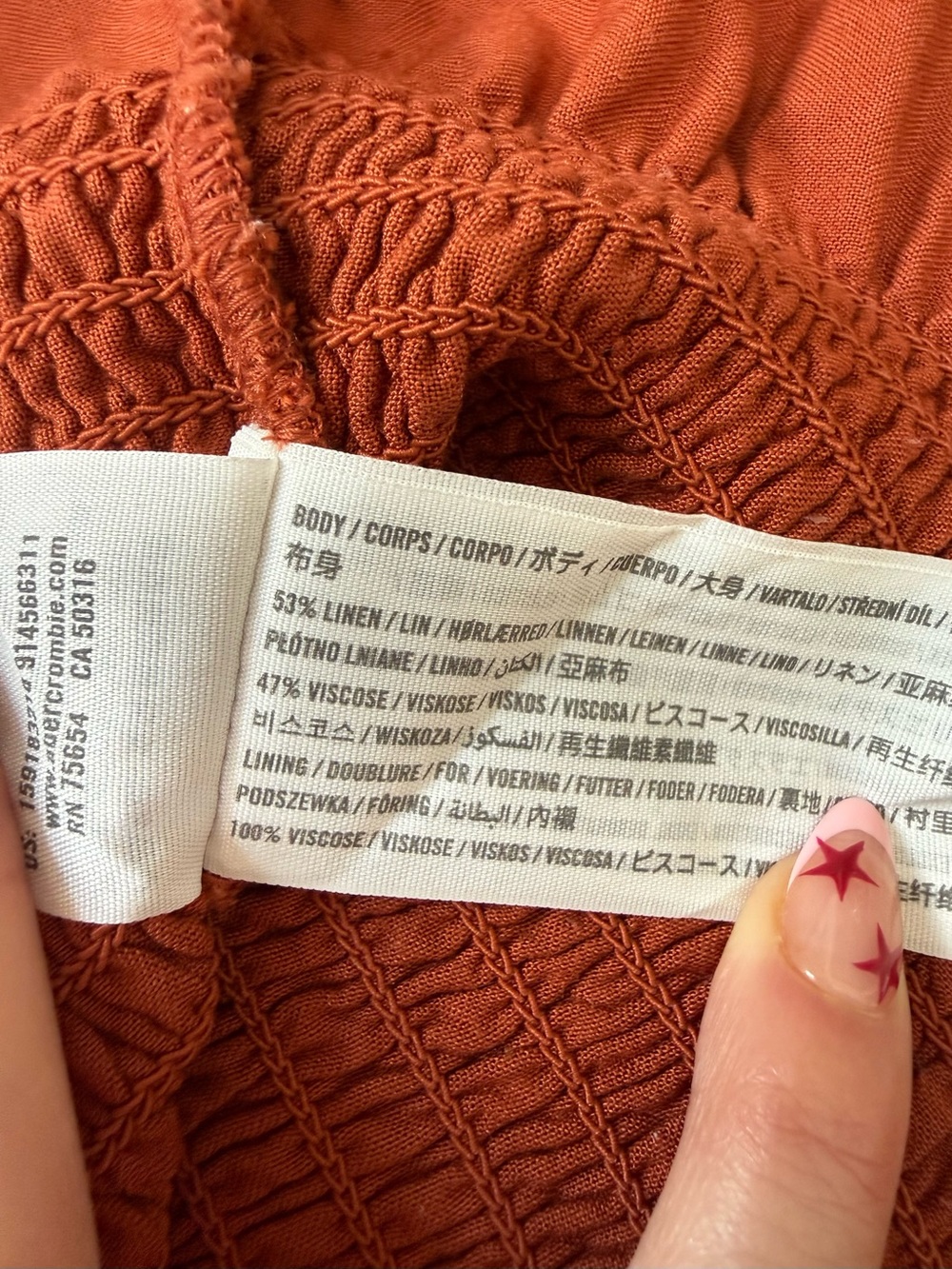 Abercrombie & Fitch Smocked Linen Blend Mini Dress Rust Orange Size Small - Picture 6 of 12